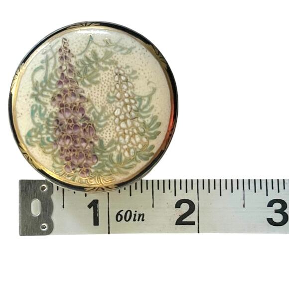Antique Hand Painted Satsuma Earthenware Buckle, 1.75in (Japanese, Meiji Period)